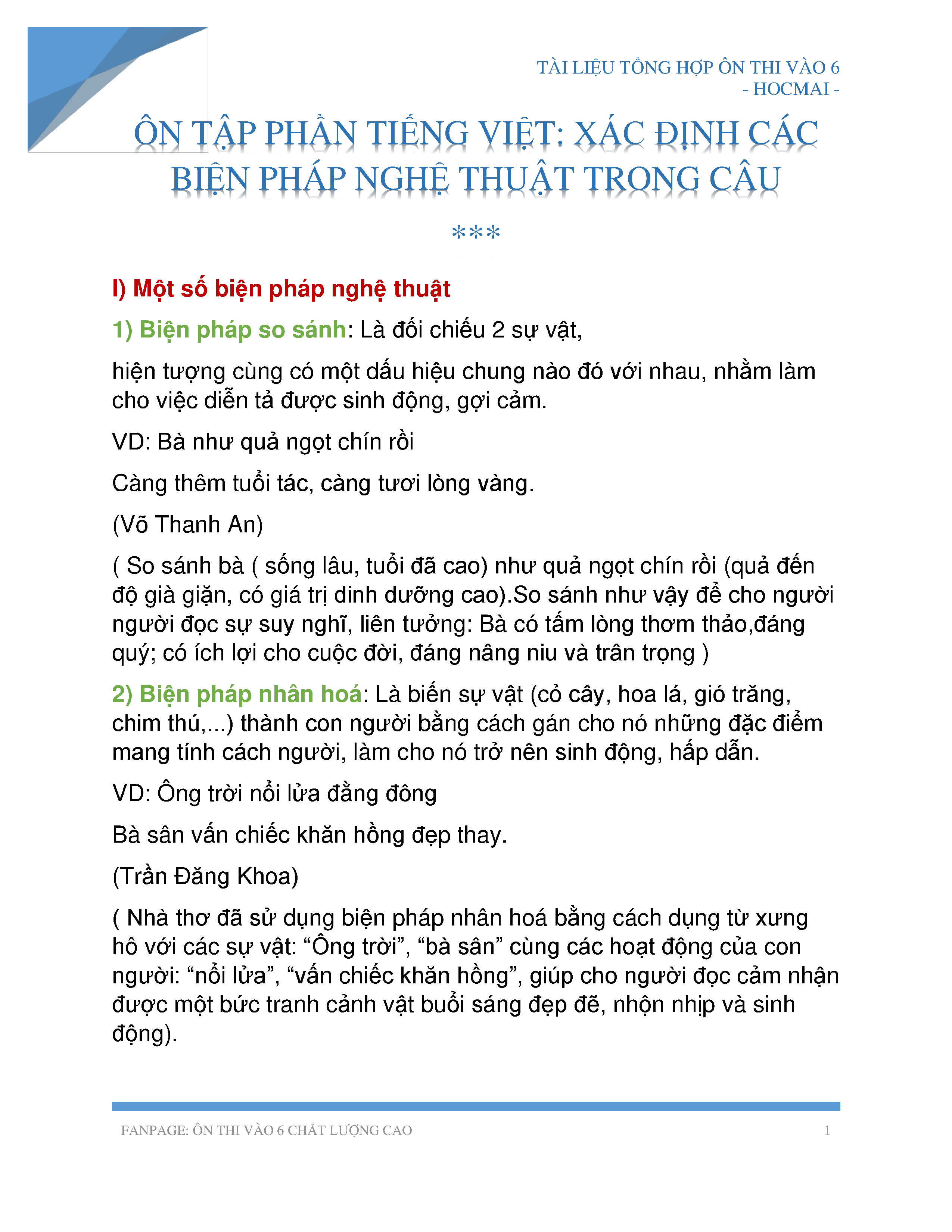 Cách Xác Định Biện Pháp Nghệ Thuật