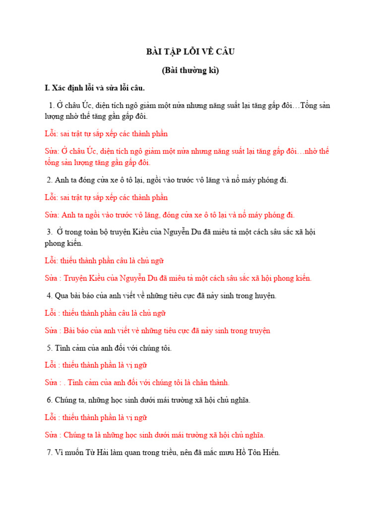 Xác định và sửa lỗi câu Gallery 2