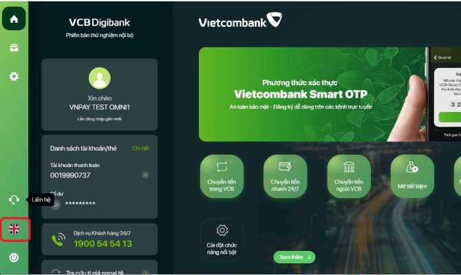 Cài đặt tiếng Việt cho Vietcombank