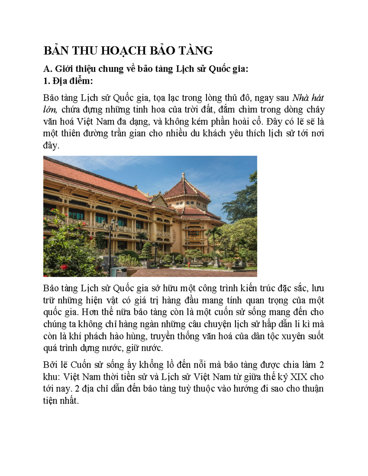 Bài Thu Hoạch Bảo Tàng Lịch Sử Quốc Gia Hà Nội Gallery 2