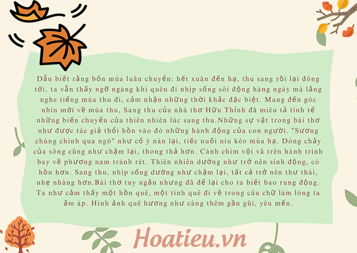 Cảm nhận về bài Sang Thu ngắn gọn