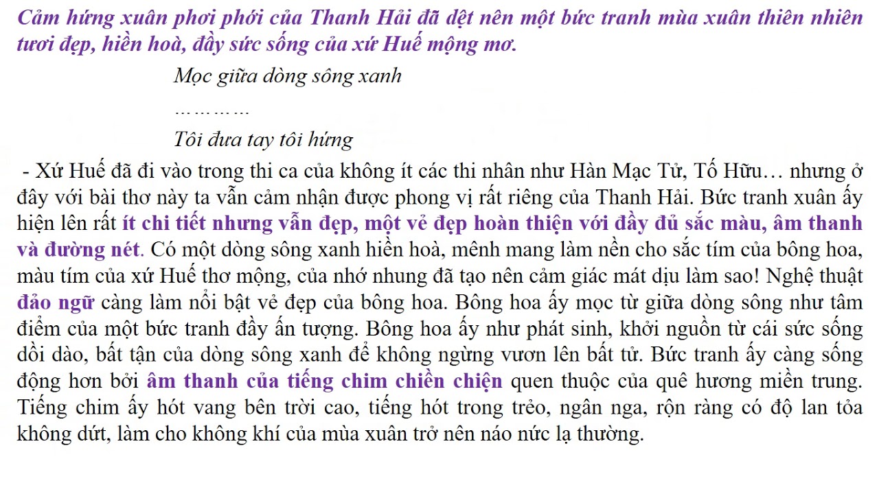 Cảm nhận về đoạn thơ Mùa xuân nho nhỏ