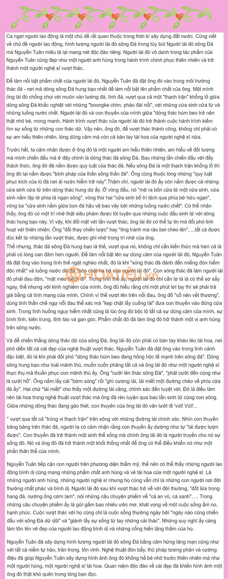 Cảm nhận hình tượng ông lái đò