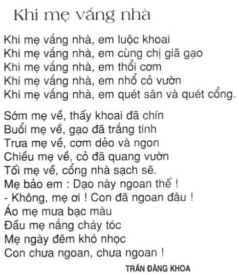 Cảm nhận về bài thơ Khi mẹ vắng nhà