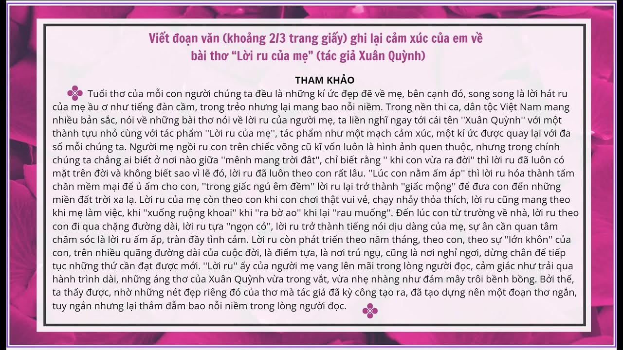 Cảm nhận về bài thơ Lời ru của mẹ
