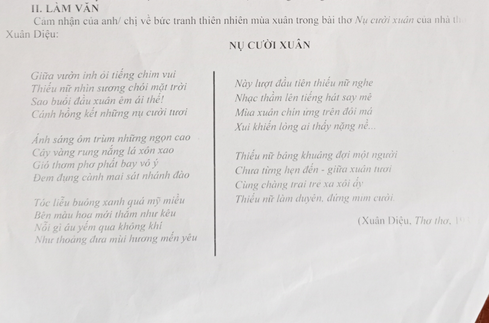 Cảm nhận về bài thơ Nụ cười xuân