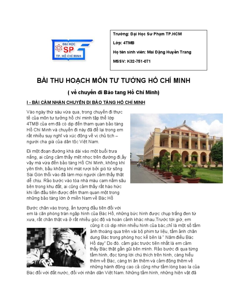 Cảm nhận về chuyến đi Bảo tàng Hồ Chí Minh