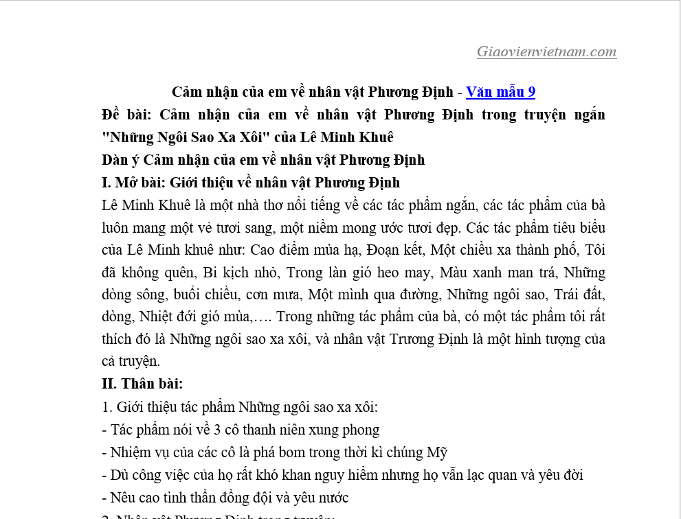 Cảm nhận vẻ đẹp của Phương Định