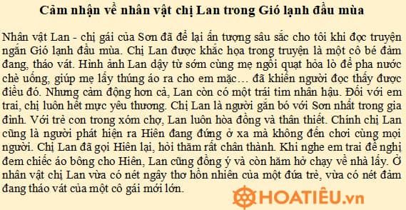 Cảm nhận về nhân vật Sơn trong Gió lạnh đầu mùa