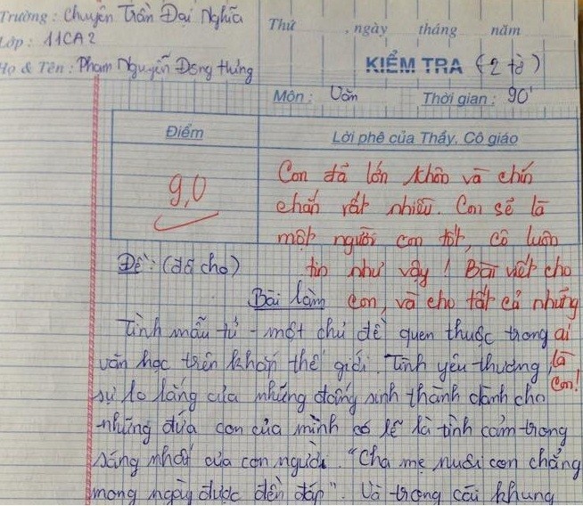 Cảm nhận về tình mẫu tử