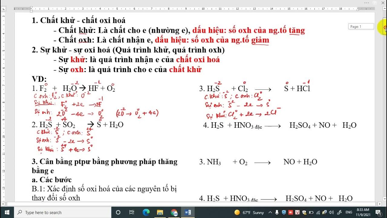 Cân bằng phương trình phản ứng bằng phương pháp thăng bằng electron