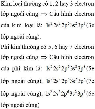 Cấu hình electron của kim loại