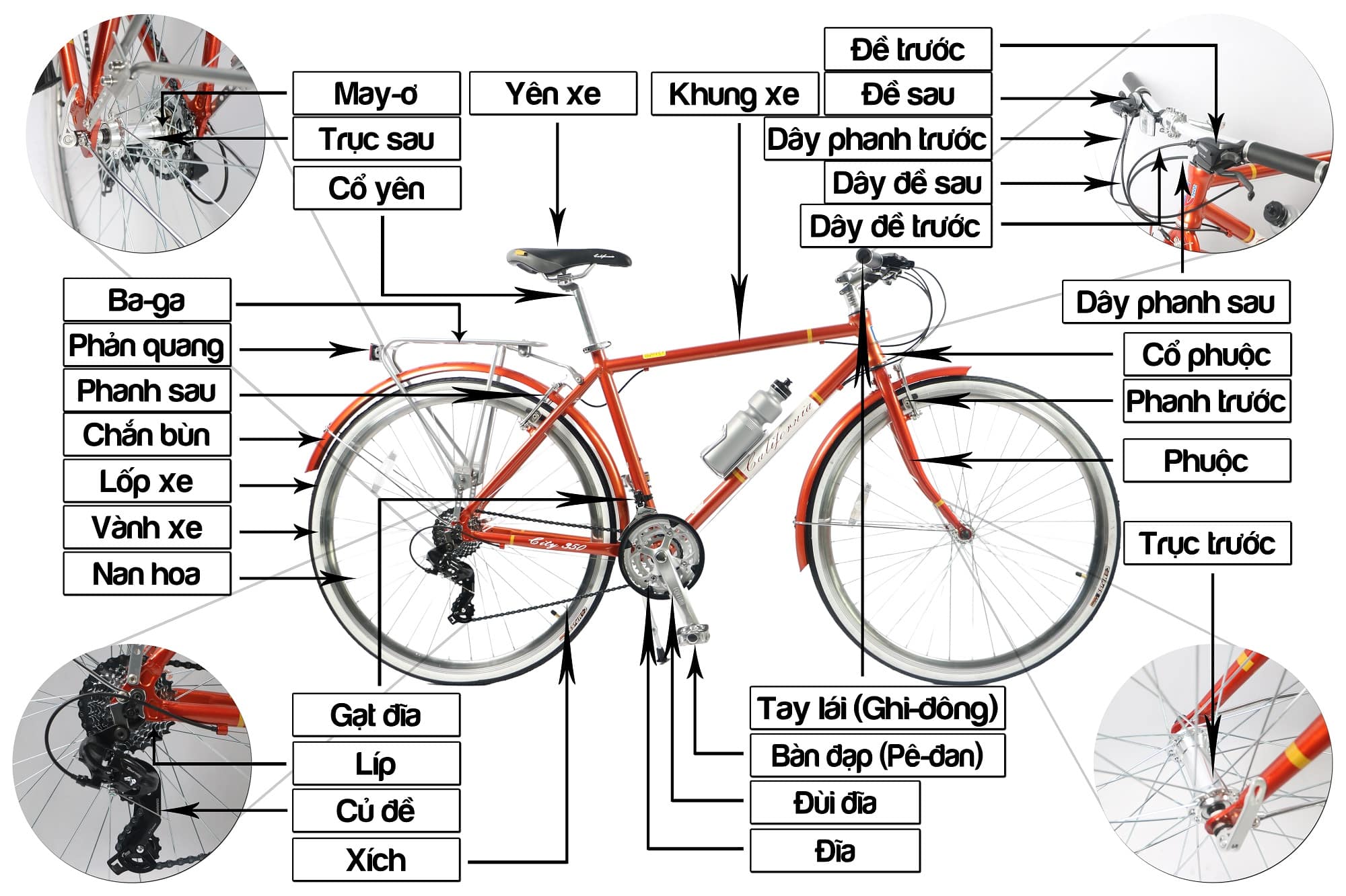 Cấu tạo của xe đạp