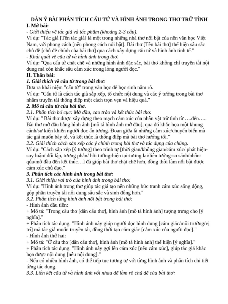 Phân tích cấu tứ và hình ảnh trong bài thơ [Tên bài thơ] Gallery 1
