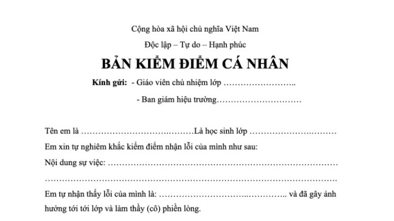 Cách Viết Bản Kiểm Điểm Cá Nhân Năm 2023 Gallery 1
