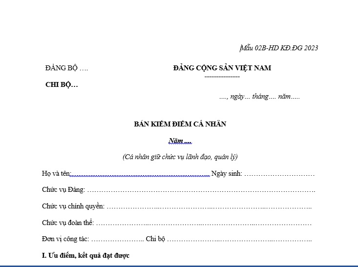 Bản Kiểm Điểm Cá Nhân Năm 2023 Mẫu 2b Gallery 1