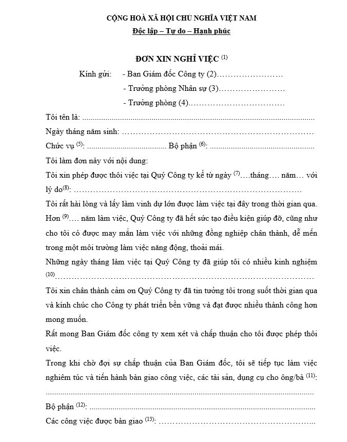 Mẫu đơn xin nghỉ việc chuẩn chỉnh và đầy đủ nhất Gallery 1