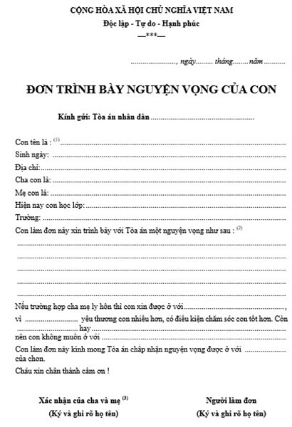 Mẫu đơn xin trình bày nguyện vọng Gallery 1