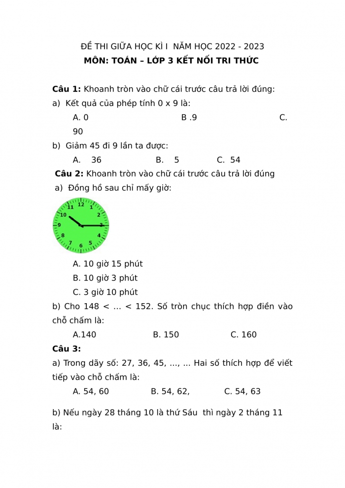Đề Thi Giữa Kì 1 Lớp 3: Tổng Hợp Kiến Thức & Bài Tập Gallery 1