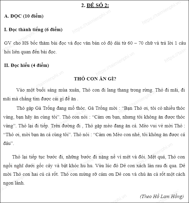 Đề Thi Tiếng Việt Lớp 2 Học Kì 2 Cánh Diều Gallery 1