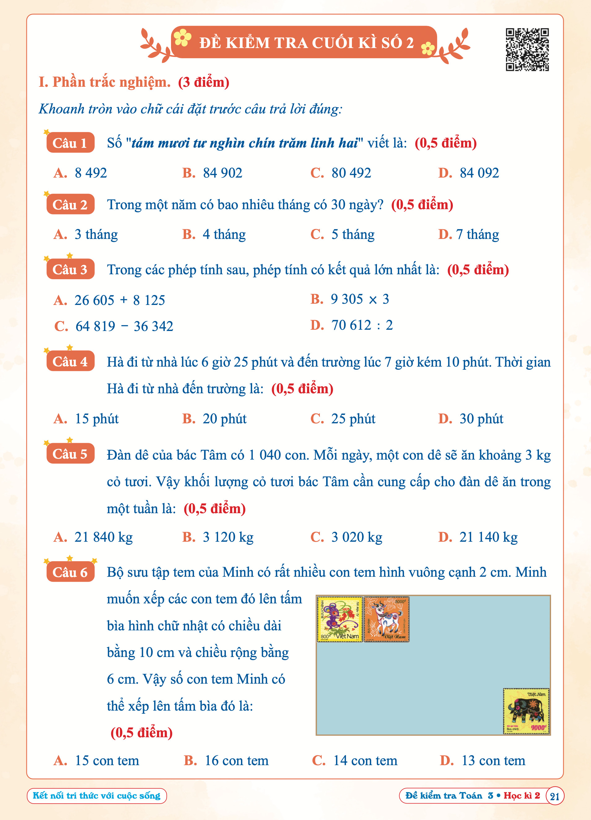 Đề Thi Toán Lớp 3 Học Kì 2 Kết Nối Tri Thức Gallery 1