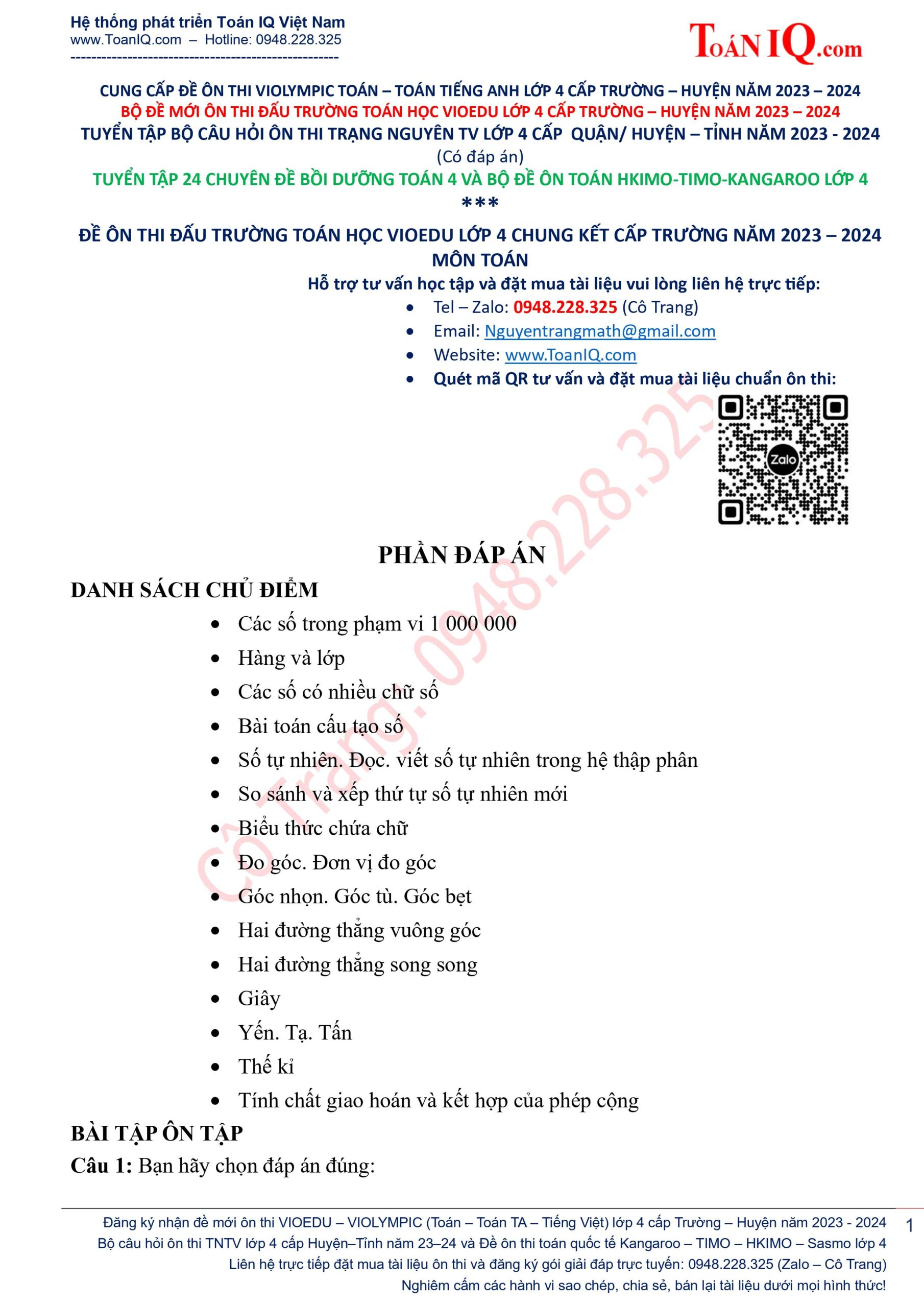 Đề thi VioEdu lớp 4 cấp trường Gallery 1