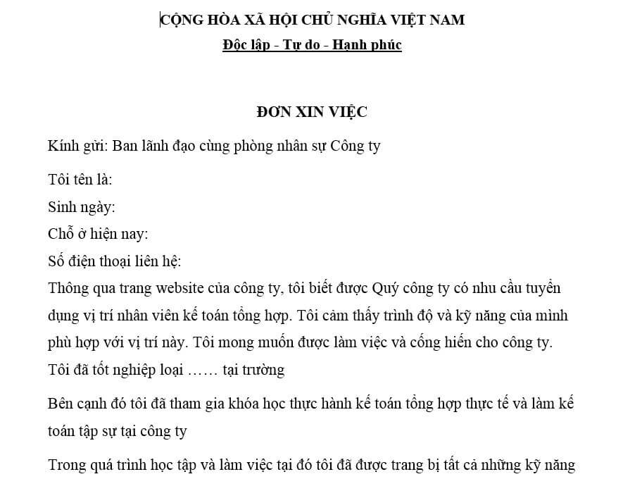 Viết Đơn Xin Việc Làm Chuẩn SEO: Hướng Dẫn Chi Tiết và Mẫu Đơn Gallery 1