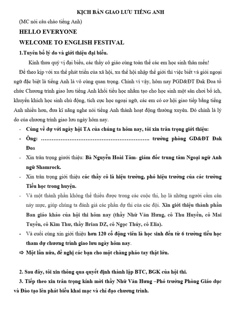 Kịch bản giới thiệu đội thi tiếng Anh xuất sắc Gallery 1