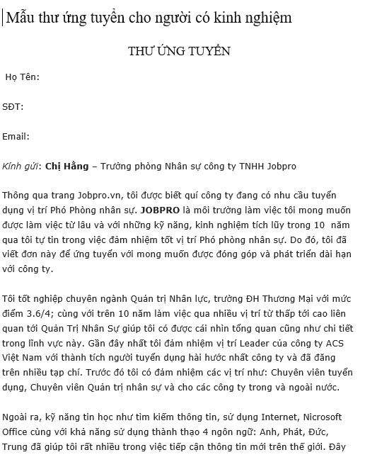 Thư Ứng Tuyển Việc Làm Chuẩn SEO: Mẫu và Hướng Dẫn Chi Tiết Gallery 1