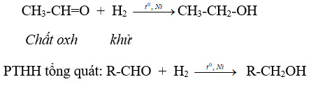 CH3CHO ra C2H5OH: Phản ứng khử andehit axetic thành etanol