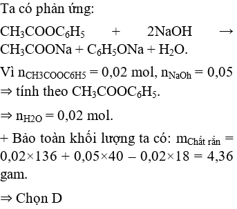 Phản ứng CH3COOC6H5 + NaOH dư