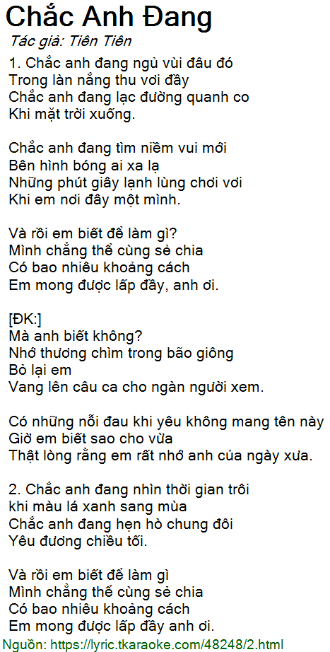 Chắc Anh Đang Ngủ Vùi Đâu Đó