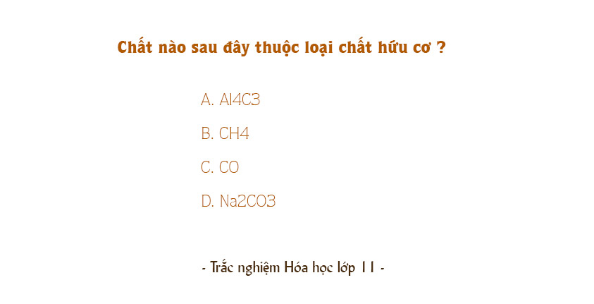 Chất nào sau đây thuộc loại chất hữu cơ?