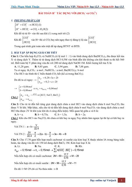 Phản ứng CO32- + H+ Gallery 1