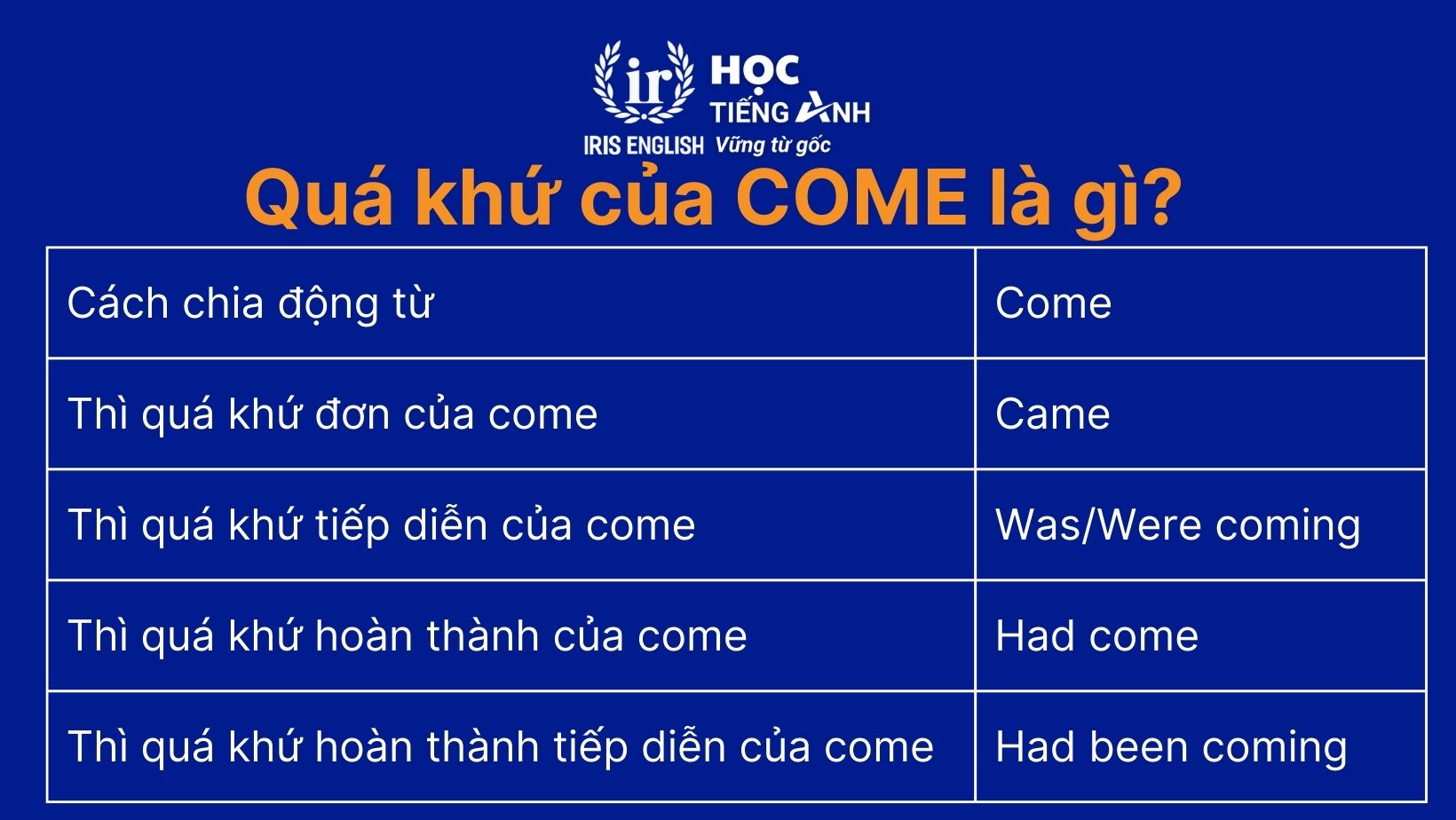 Chia Động Từ Come