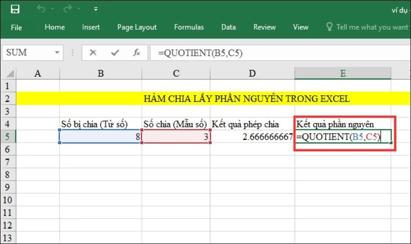 Chia Lấy Dư Trong Excel