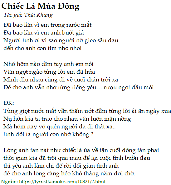 Chiếc Lá Mùa Đông Lời Bài Hát Gallery 2