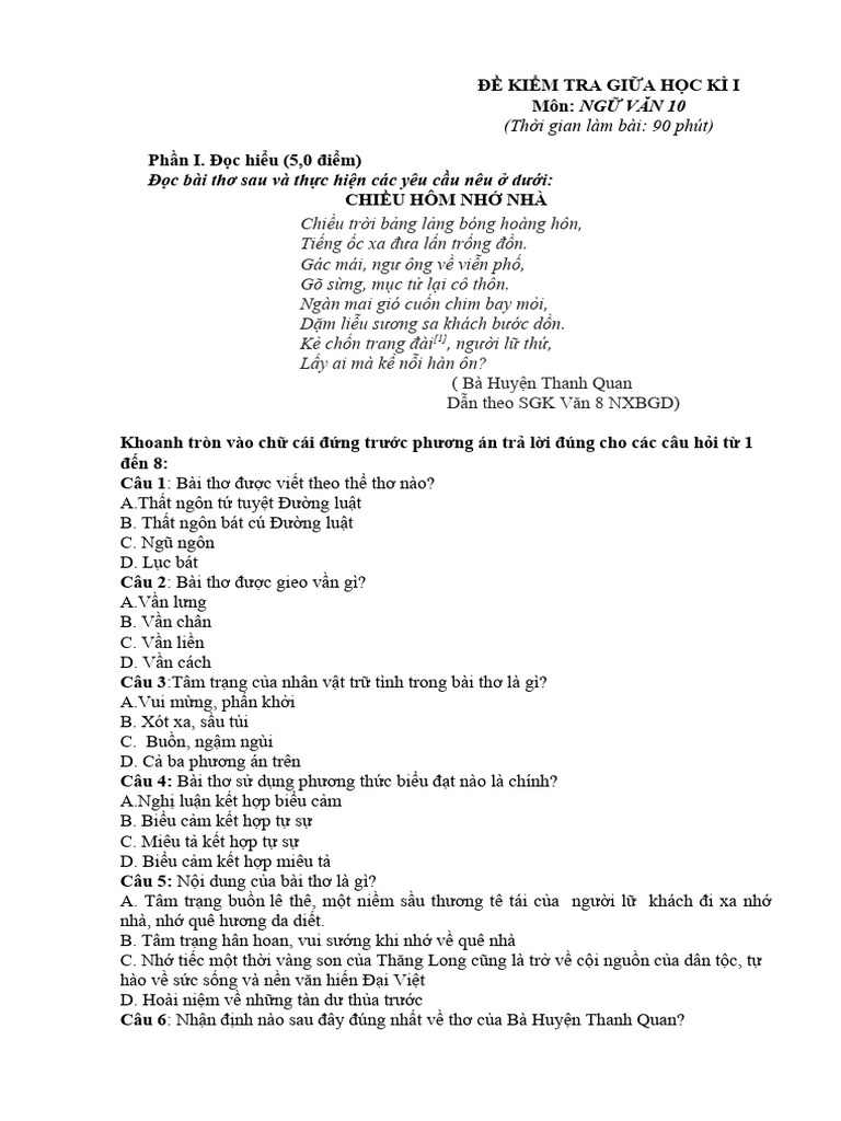 Chiều Hôm Nhớ Nhà Là Thể Thơ Gì? Gallery 2