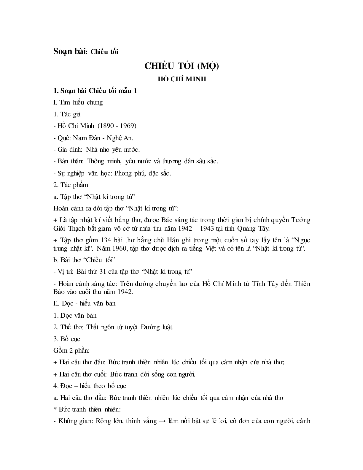 Chiều tối soạn ngắn nhất