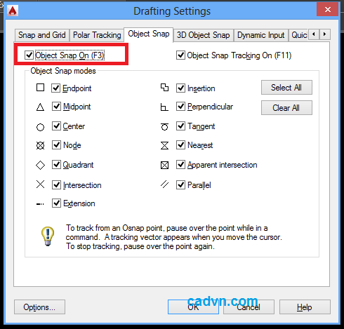 Chính Độ Nhảy Bắt Điểm Trong CAD