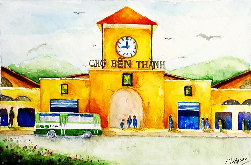 Hình Vẽ Chợ Bến Thành Gallery 1