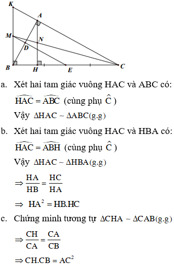 Tam giác ABC vuông tại A (AB < AC), đường cao AH