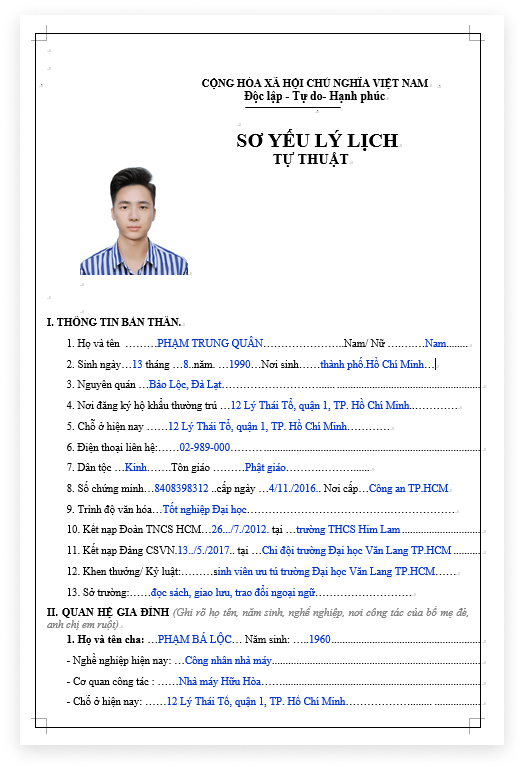 Cách Viết Hồ Sơ Xin Việc Theo Mẫu Có Sẵn Gallery 1
