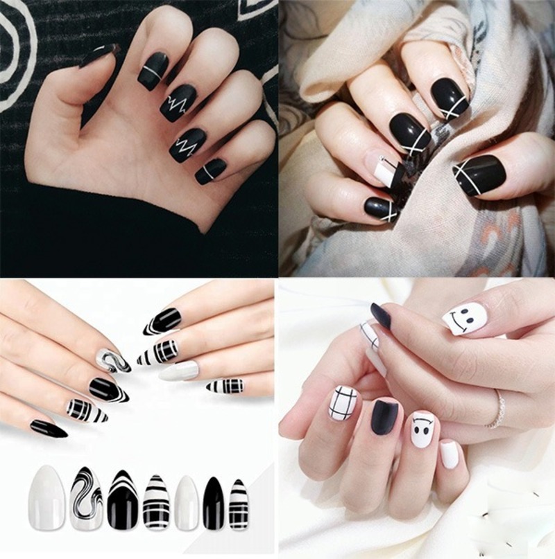 Mẫu móng tay đen trắng: Sang trọng, hiện đại và không bao giờ lỗi mốt Gallery 2