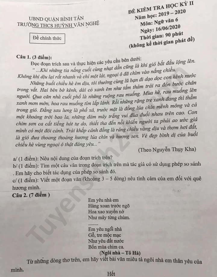 Bài Văn Hay Lớp 6 Học Kì 2 Gallery 1