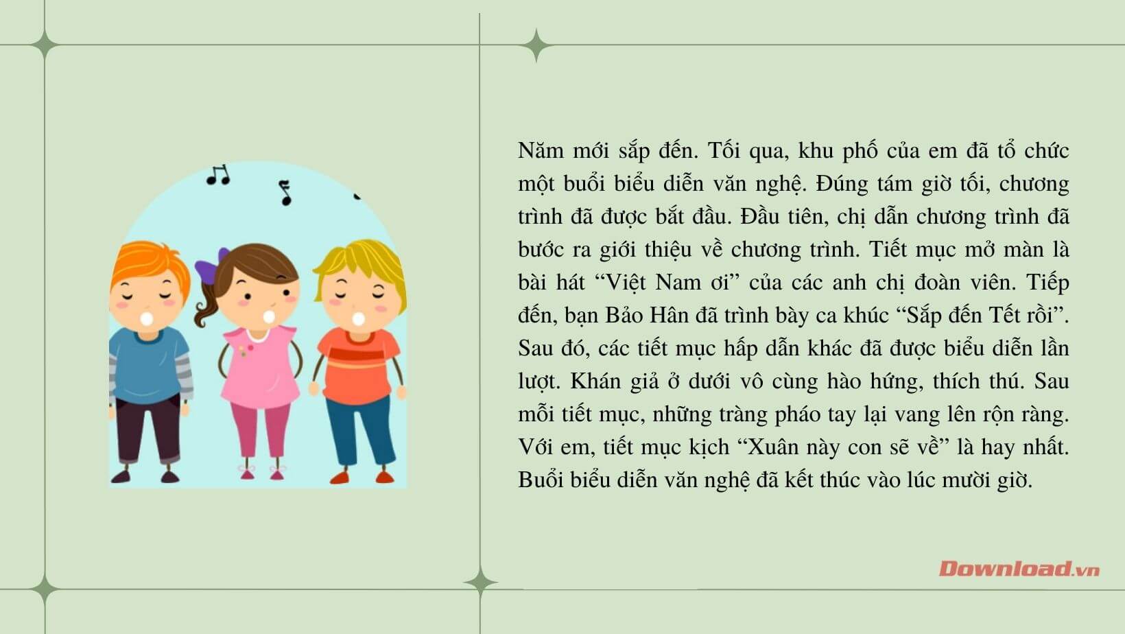 Tả Biểu Diễn Văn Nghệ Lớp 3 Ngắn Gọn Gallery 1