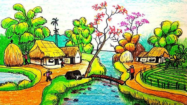 Cách Vẽ Phong Cảnh Quê Hương Gallery 1