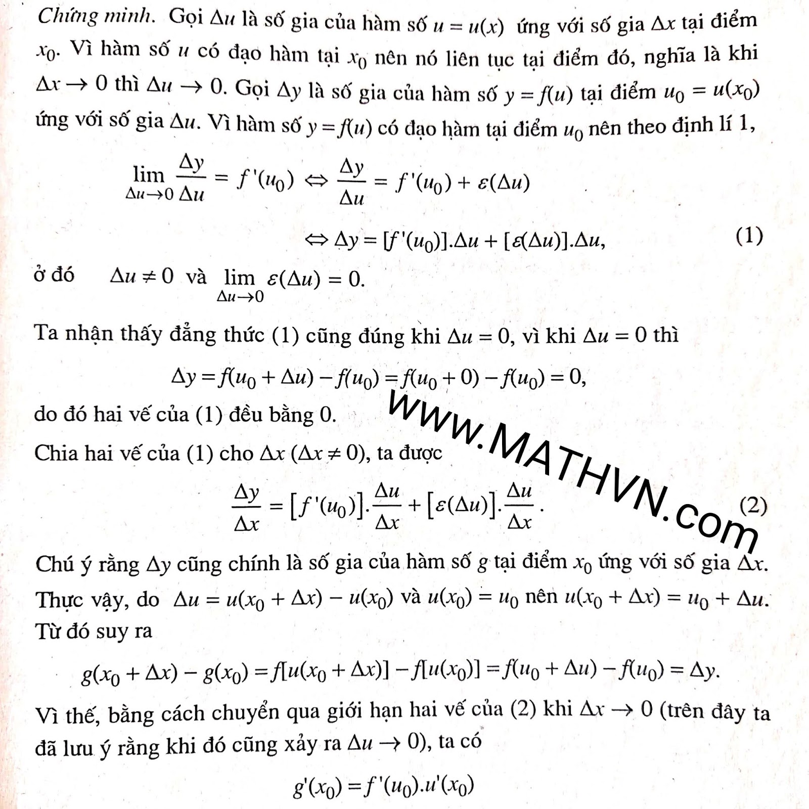 Chứng minh công thức đạo hàm