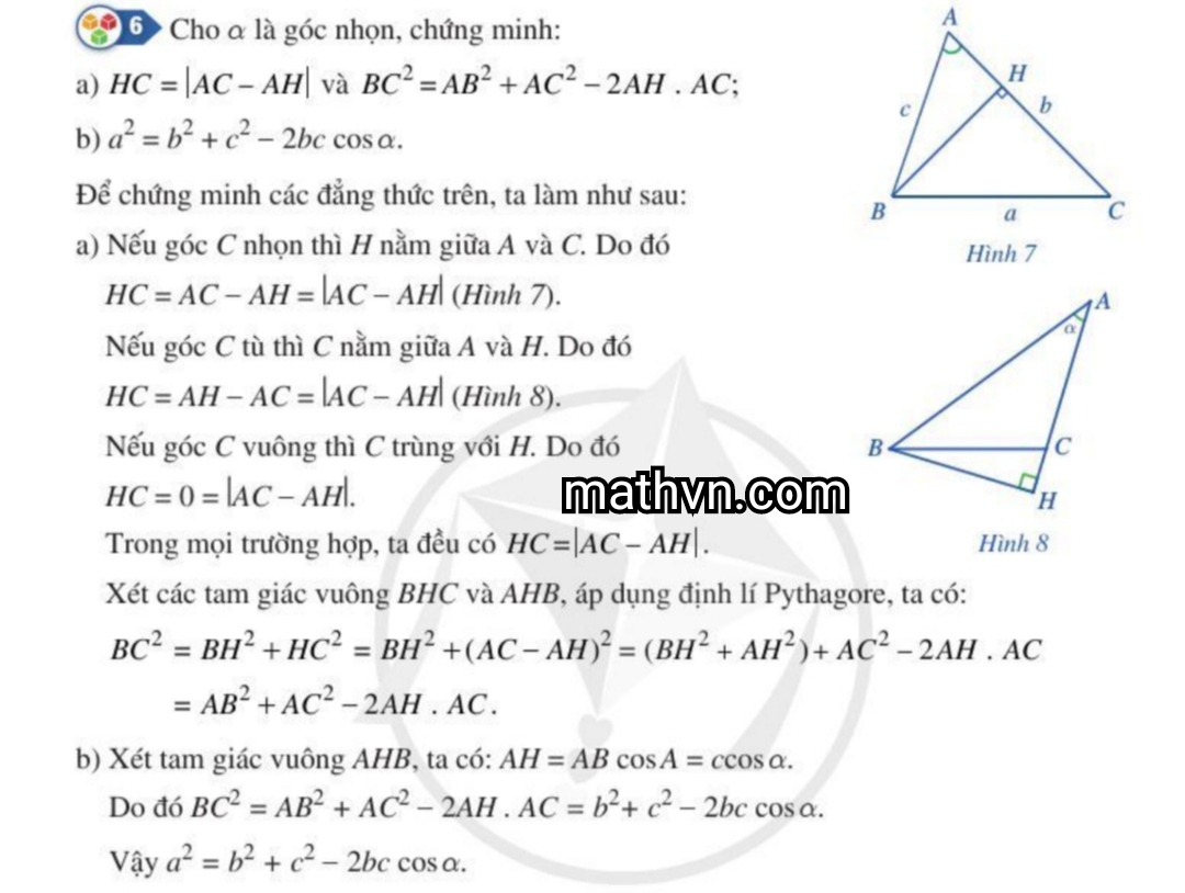 Chứng minh Định lý Cosin lớp 9