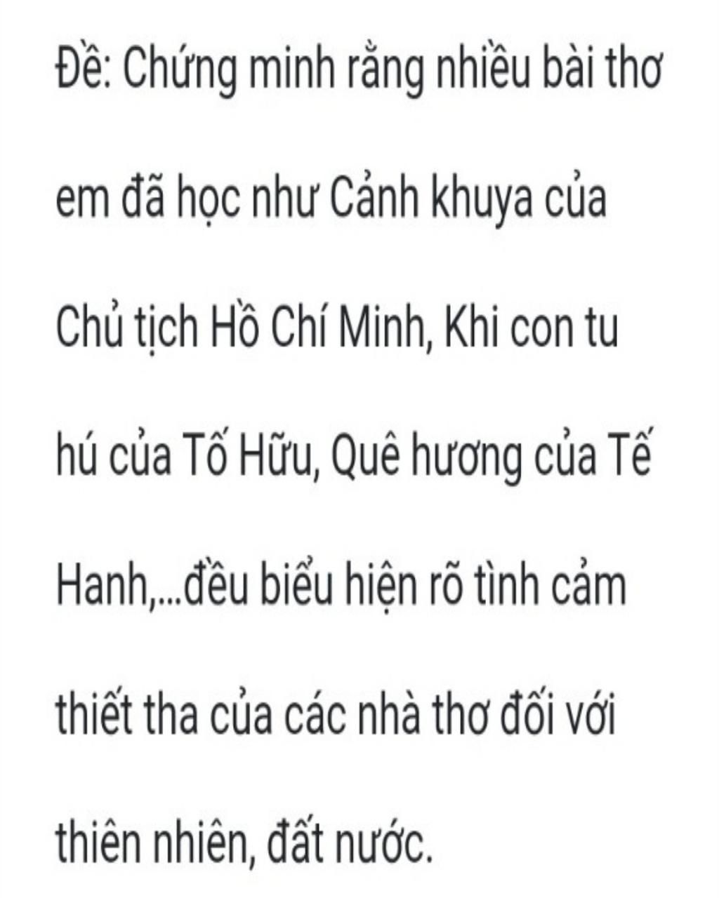 Chứng minh rằng nhiều bài thơ em đã học như